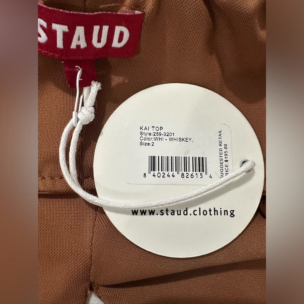 STAUD Kai Vegan Leather Halter Top NWT Size 2 brown